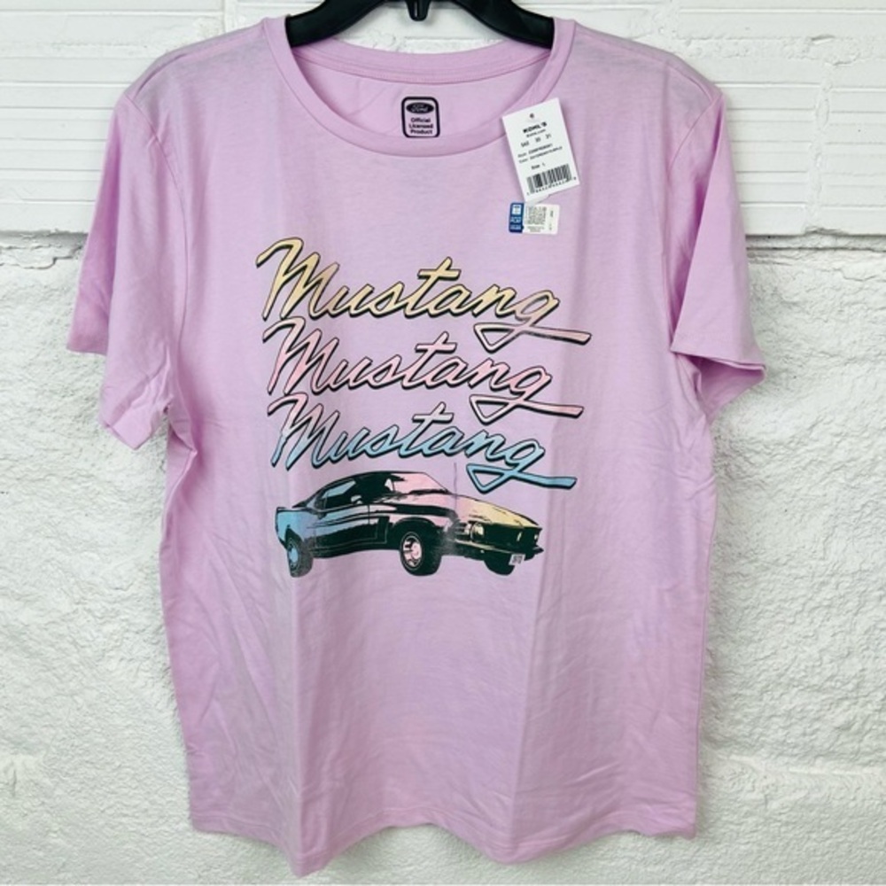 NWT FORD MUSTANG day dream purple car pastel graphic short sleeve shirt L & 1X